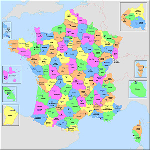 Административно-политическая карта Франции. Карта департаментов  Франции