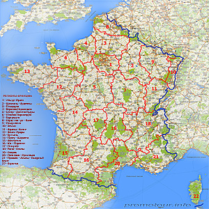 Административно-политическая карта Франции. Карта регионов  Франции