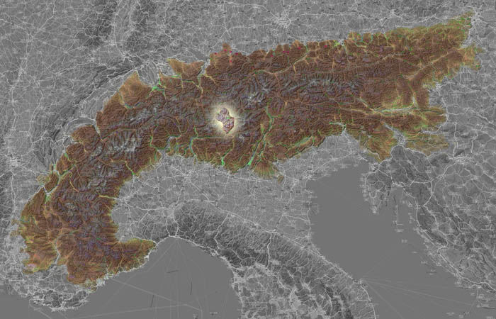 Массив Ливиньо (Chaîne de Livigno) в составе Альп на карте