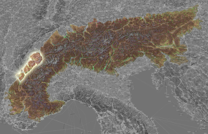 Предальпы Савойи (Préalpes de Savoie, Dents du Midi) в составе Альп на карте