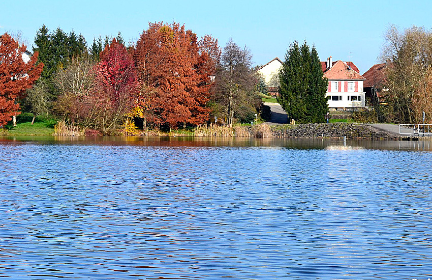 Озеро Мишельбах (Верхний Рейн, Эльзас). Дома у озера