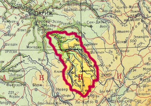 Бассейн реки Йонна на карте